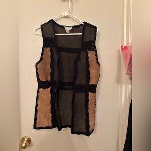 100% Genuine Leather with Crochet Acrylic Trim Vest